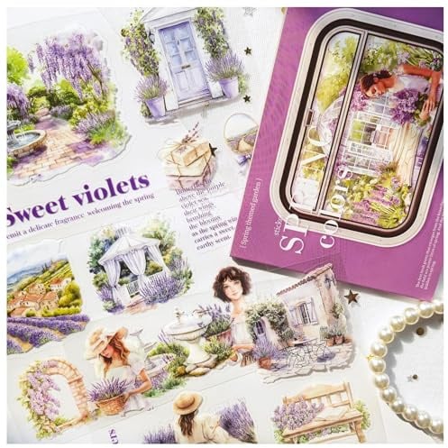 Ta Merry Scrapbook Stickers Set,20 Blätter Scrapbooking Zubehör,Journal Aufkleber,Buch Dekoratives Zubehör für Scrapbooking,Computer,Geschenkbox,Journal Dekoration (Violet)