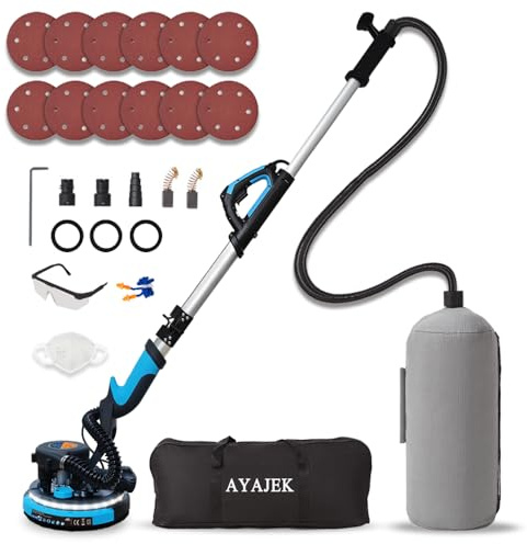 AYAJEK Giraffe Drywall Sander, 2026 Upgraded 750W Ceiling Wall Sander 7 Variable Speed 900-1800RPM Auto Dust Collection xtension Pole Sanders (Blue)