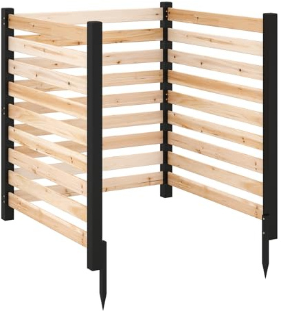 COSTWAY Valla de Privacidad de Madera Abeto, 3 Paneles, 980 x 1070 mm, Valla Ocultacion Jardin Exterior, Pantalla de Privacidad Aire Acondicionado Jardín, Psicina