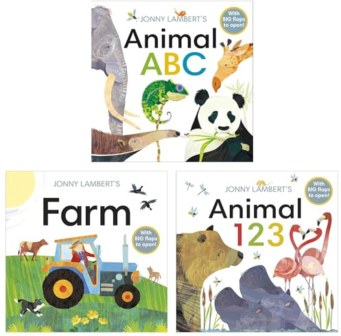 Jonny Lambert 3 Books Collection Set (Animal ABC, Animal 123 & Farm)