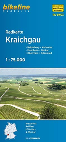 Radkarte Kraichgau, Mannheim - Heidelberg - Heilbronner Land - Odenwald - Oberrhein - Neckar, RK-BW03. 1 : 75 000, wasserfest/reißfest, GPS-tauglich mit UTM-Netz