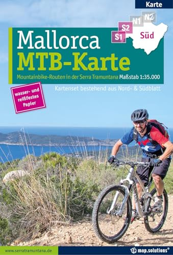 Mountainbikekarte Mallorca (Kartenset mit Nord + Süd-Blatt): Mountainbike-Routen in der Serra Tramuntana