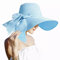 Lanzom Chapeau de paille pour femme de 14 cm avec grand nœud - Pliable - Protection UPF 50+, bleu ciel, Taille unique