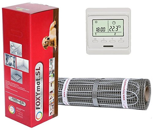 elektrische Fußbodenheizung FOXYMAT.SL (160 Watt pro m²) mit Thermostat QF-WHITE, 4.0 m² (0.5m x 8m)