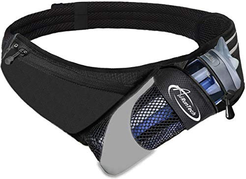 AiRunTech Running Belt with Water Bottle Holder No Bounce Hydration Belts for Runners (Without Bottle Hydration Belt (Black) L)