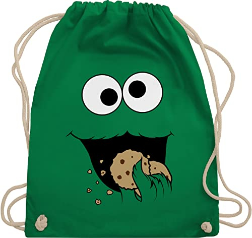 Turnbeutel Rucksack - Karneval & Fasching - Taschen - Keks Monster I Krümelmonster I Cookie Monster Fastnacht I Fasnacht I Fasnet - Unisize - Grün - stoffbeutel kindergarten karnevalsbeutel