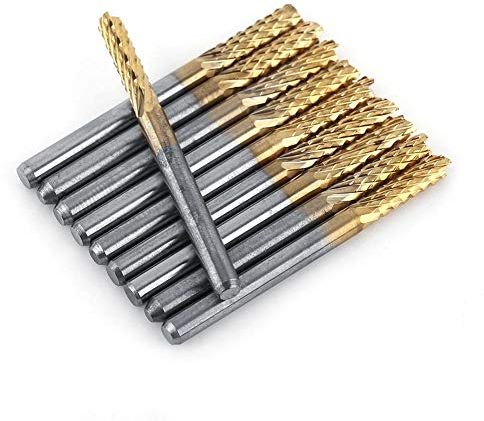 10 Stück Hartmetall Schaftfräser 1/8 Zoll Geschraubt Schaft Titan beschichtet PCB CNC Gravur Fräser