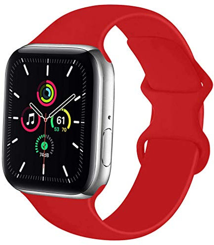 Lerxiuer Smartwatch Correa para Apple Watch Serie 9/8/Ultra/Ultra 2/7/6/5/4/3/SE - 38mm 40mm 41mm 42mm 44mm 45mm 49mm - Silicona Suave Reemplazo Banda, 38/40/41mm-S/M Rojo