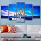 AHJJK Hochwertige Leinwand 5 Tafeln Wand-Kunst Bild Blauer Himmel Disney See Leinwand Kein Rahmen Nur Leinwand Das Bilder Für zu Hause Moderne Dekoration XXL(200x100cm)