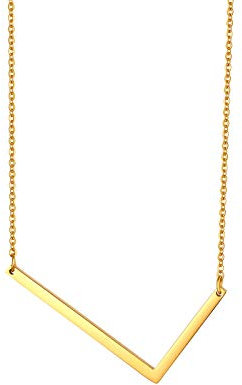 Flongo Damenkette Frauen Anhänger Kette Halskette aus Edelstahl Namen 26 Alphabete Buchstaben Anhänger in Gold Ton Elegant Buchstabe L
