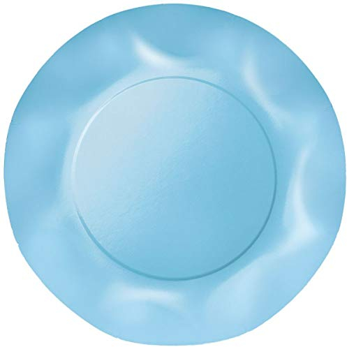 Zeus Party Piatti Piani Carta Plastificata Tinta Unita con Bordi Ondulati 25cm (Azzurro)