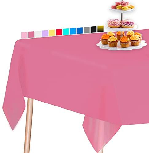 PartyWoo Tischdecke Hot Pink, 137 x 274 cm/ 54 x 108 Zoll Rechteckige Party Tischdecke Abwaschbar für 6 bis 8 Fuß Tisch, Tischtuch, Table Cloth, Wasserdichte Tischdecke für Party, Geburtstag (1 STÜCK)