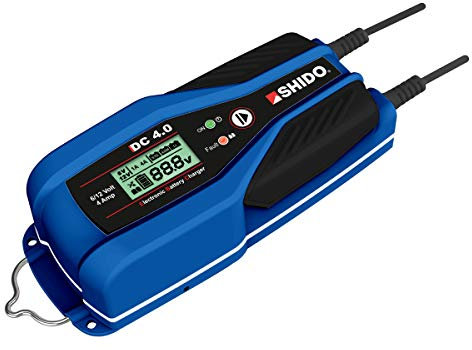 Shido DC4.0 Dual Battery Charger for Lithium, Lead Acid Motorcycle and Car Batteries with Digital Display- 6/12v - 4amp