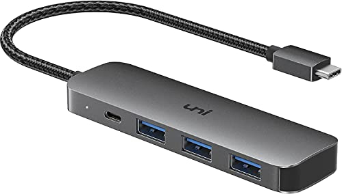 USB C Hub, Uni 4-Port USB C Adapter mit 3 USB 3.0 Ports, 100W USB-C PD (Thunderbolt 3-kompatibel), für MacBook Pro/Air, iPad Pro/Air, Surface Go, Dell XPS, Pixelbook und mehr Type C Geräten