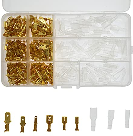 Solnoa 360 Stück Flachsteckhülsen, Lötverbinder Set 2,8 mm, 4,8 mm und 6,3 mm, Quetschverbinder, Kabeldieb, Kabelschuhe Flachstecker, Kabel Isolierung Abzieher und Lsolierhülse