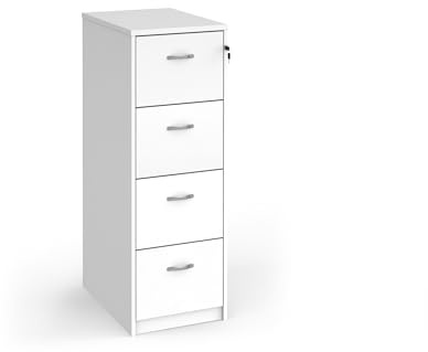 Mr Office Deluxe executive 4 drawer filing cabinet with silver handles 1360mm high - white