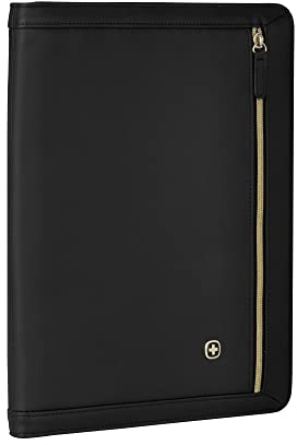 WENGER Amelie Schreibmappe mit Reissverschluss und 10 Zoll Tabletfach, Padfolio mit Business-Organizer, A4-Notizbuch, Damen, Schwarz, 611712