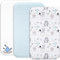 Lovely Hippo 2X Spannbettlaken 90x55 cm 100% Baumwolle + 1X Matratzenschoner 100% wasserdichtem Material - Set 3X 90x55 - Kompatibel Kinderkraft Neste Up (Blaue Tiere, 55 x 90 cm)