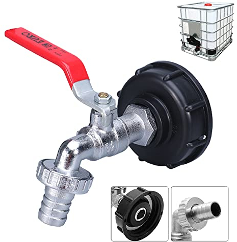 Adaptateur de réservoir IBC Connecteur à filetage 1/2, Robinet Cuve 1000L Robinet Recuperateur Eau De Pluie, Robinet Sortie Raccord Vanne Robinet Raccords De Tuyau D'arrosag