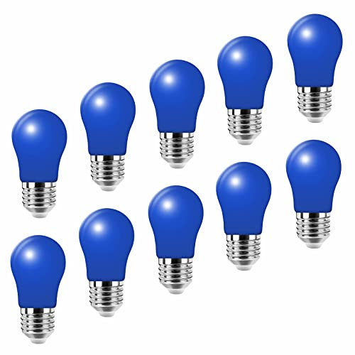 Jiotouhu 10er Pack E27 Edison Schraube LED Glühbirne, 3W (30W), A50 Globe Glühbirne Glühbirne für Hochzeit Halloween Weihnachtsfeier Bar Stimmung Ambiente Dekor, Blau