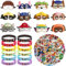 Newtic Dog Patrol Favores de Fiesta, Paquete de 74 de Dog Patrol para fiestas de cumpleaños, incluye 12 pulseras de silicona, 12 máscaras de fieltro y 50 pegatinas, Regalo de Cumpleaños para Niños
