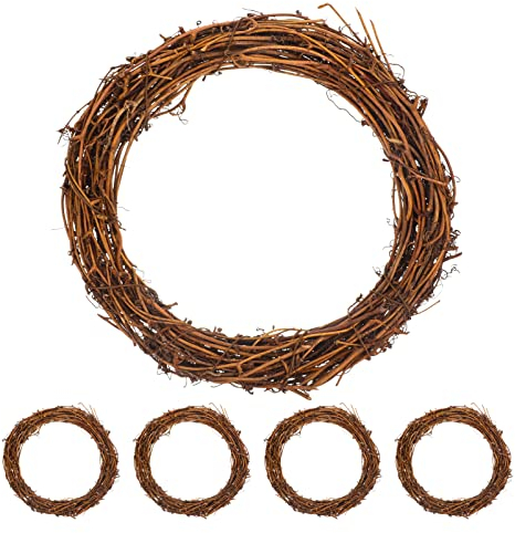 Cabilock 5st Rattan-Girlande DIY-traumfänger-Material Traumfänger-DIY-Accessoire Rattan-Kranz Naturkranz Holz Wandkranz DIY-Girlande Aus Rattan Weihnachtskranz DIY Rattanring Kerze Fenster
