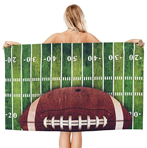 American Football Field And Ball Printed Microfiber Quick Dry Beach Towel For Adults Lightweight Soft Bath Towels Fast Drying Towels For Travel,Camping,Gym,Beach,Swimming,Yoga