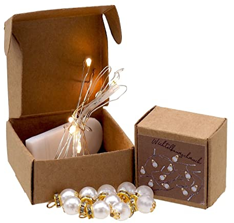 ZauberDeko Wichtel Zubehör Christbaumschmuck Weiß Kugel LED Licht Karton Weihnachten Miniatur Set 13-teilig