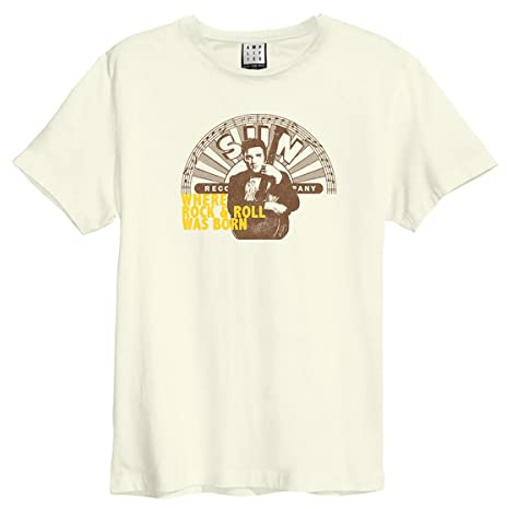 Amplified Sun Records & Elvis Graphic Tee Crew Neck Vintage White XXL