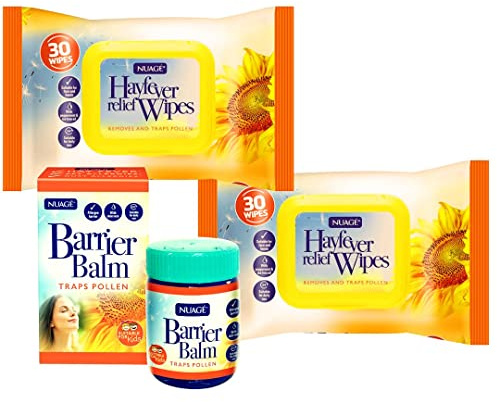 Hayfever Allergy Relief Balm and Wipes - Nuage Allergy Barrier Balm with Allergy Relief Wipes (Pack of 2) - Hayfever Solution