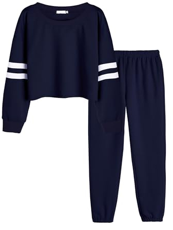 Arshiner Kinderkleidung Mädchen Dunkelblau Jogginganzug Trainingsanzug Freizeitanzug 2tlg Sportbekleidung Anzug Einfarbig Freizeit Jogger Frühling 134 140