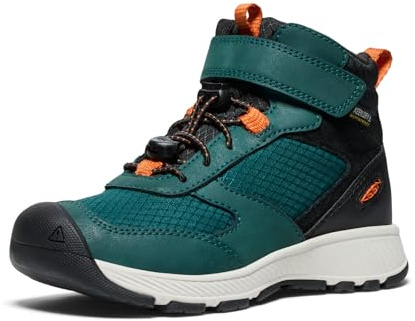 KEEN Unisex-Child Skua Mid Waterproof Hiking Boots, Ponderosa Pine/Gold Flame, 35