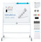 COSTWAY Tableau Blanc Effacable sur Pied 120x90cm, Double Face Quadrillé, Tableau Blanc Mobile Magnétique, 2 Hauteurs Réglables, Cadre en Métal, 12 Aimants, 6 Stylos, pour École, Bureau (Blanc)
