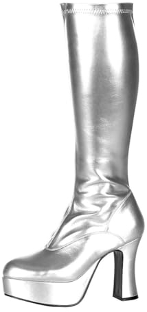 Maskworld Plateau Stiefel mit Reißverschluss für Damen - silber - Schuhgröße: 39