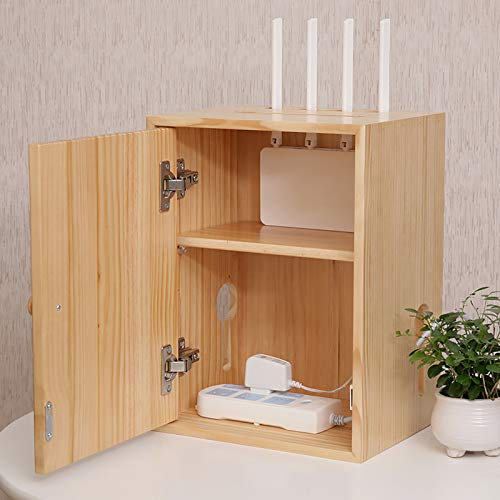 WiFi Router Box,Internet Box,WiFi Box,WiFi Storage Box for Wireless Router,Set Top Box,Shelf,Large Solid Wood Storage Box,Wire Storage Box