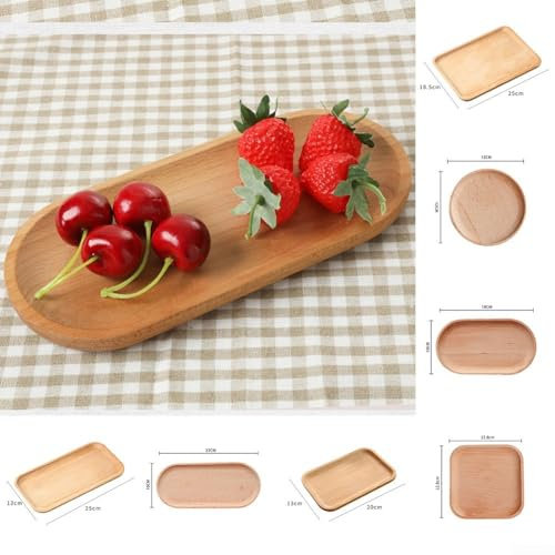 DAZZLEEX Bandeja, plato de madera, tapete para tazas, platillo, plato de comida, bandeja de dulces de postre (12,8 x 12,8 cm)