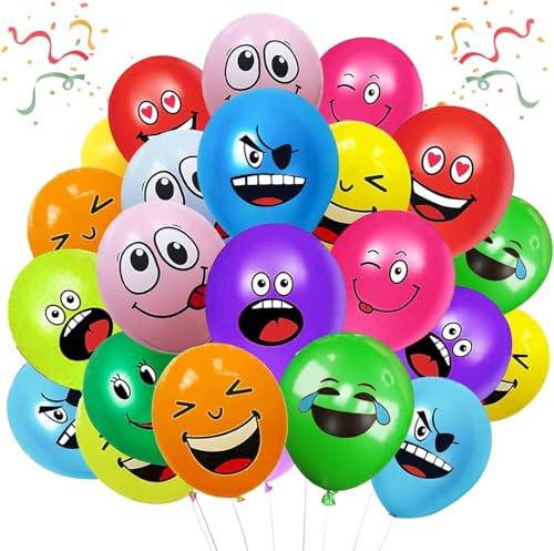 20/50/100/200 Stück Emotion Serie Latex Luftballons, 12 Zoll luftballon smiley, Lustig Luftballons für Verschiedene Miene Laune, Emotion luftballon für Geburtstag Party Deko Kinder Jungen Mädchen(20)