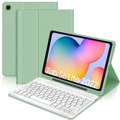 JADEMALL Custodia con Tastiera per Samsung Galaxy Tab S6 Lite 10.4 2024/2022, Italiano QWERTY Tastiera Magnetica Staccabile con Supporto Pencil, Verde chiaro