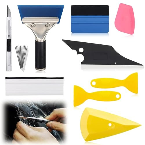 19 Pcs Car Vinyl Wrap Tool Kit, Car Glass Protective Film Wrapping Installation Set, Car Window Tint Film Kit, Include Felt Squeegee for All Vinyl Wrap, Car Stickers Cutting, Wallpaper Installation