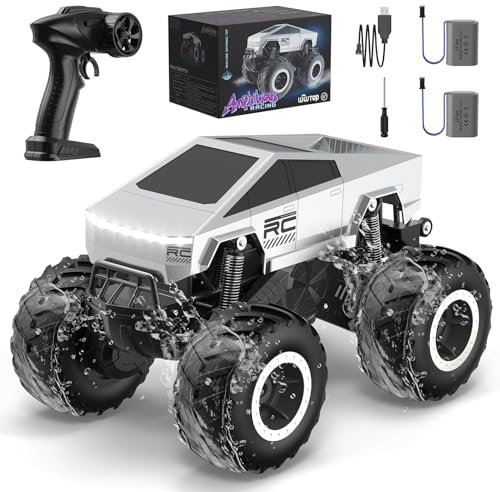 Wwtop 1:16 Ferngesteuertes Auto, 4WD RC Auto Offroad Cars, 20km/h All Terrain Fernbedienung Cars Wasserdicht, RC Truck Buggy mit 2 Akku Geschenke ab 6 Jahre Jungen Kinder Erwachsene