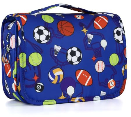 Vipdeal Trousse de toilette à suspendre pour enfants filles et garçons, Ballons de football bleus