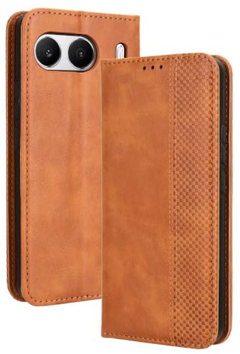 HAOYE Leder Hülle für OnePlus Nord 4 5G, Premium PU/TPU Folio Schutzhülle Handyhülle, Flip Case Cover Klapphülle mit Standfunktion & Kartensteckplätzen, Brown