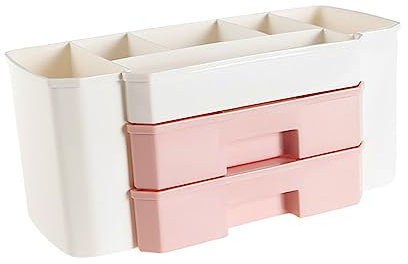 BELLIFFY 1Pc Creative Cosmetic Case Storage Box Desktop Jewelry Organizer Drawer Type Cosmetics Storage PP Material Stylish Pink