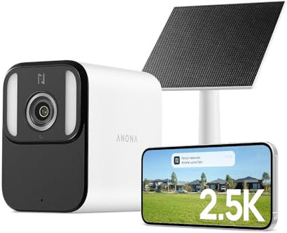 Anona Lucio 2.5K Security Camera Outdoor Battery Wireless with Solar Powered, Color Night Vision & 138° FOV, Multi-Object Detection, No Hub Needed, Two-Way Audio, IP67
