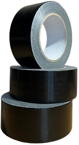 Gladiator® Gaffer Tape - 48mm x 50m (Pack of 3) - Strong Black Duct Tape Heavy Duty Adhesive Cloth Tape, Super Sticky And Waterproof Gaffa Tape