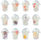 Airssory 12 pcs Milk Tea Cup Theme Acrylic Charms Transparent Bottle Drink Charms with Imitation Pearl Round Beads for DIY Jewellery Bracelet Necklace Earring Craft Decoration