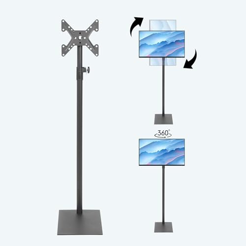 Suuiwau Universal Swivel Floor TV Stand with Mount 360 Degree Monitor Floor Stand for 14-43inch TV Tilting Free Standing TV Mount VESA Stand with 4 Level Height Adjustable for Bedroom Living Room