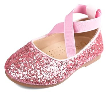 TRIWORIAE-Scarpe Principessa per Ragazza Bambina Bimba, Scarpe Ballerine con Paillettes Eleganti per Cerimonia Festa Rosa 30