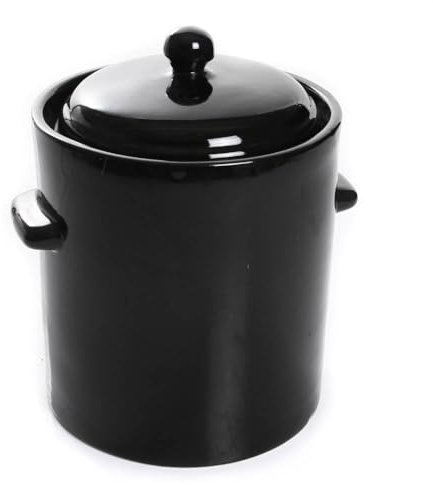 Gärtopf Sauerkrauttopf Steinzeugtopf Keramikfass Tontopf mit Deckel Einlegetopf Steingut Hermetisch Gurkentopf Schwarz 5L