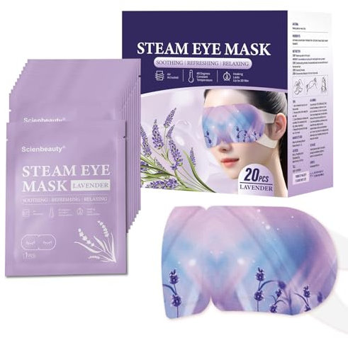 Steam Eye Mask 20 Packs Lavender Self Heating Eye Mask Disposable Warm Eye Compress for Dry Eyes, Moist Eye Masks SPA Warm Eye Mask for Dark Circles,Puffy Eyes